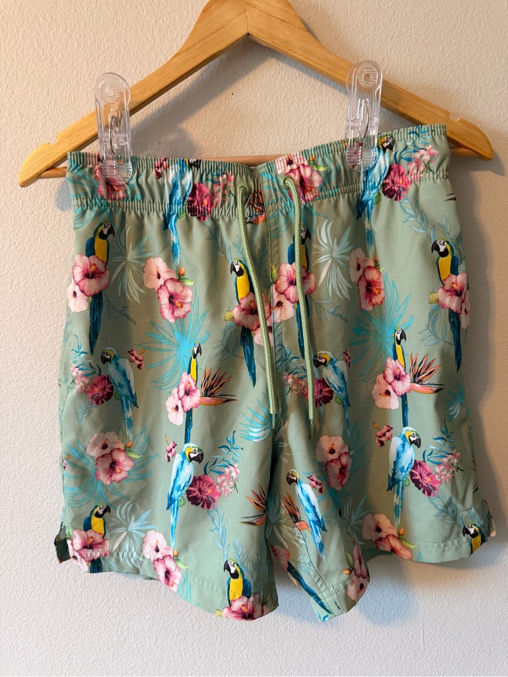 George Swim Trunks in Teal and Green Tropical Print